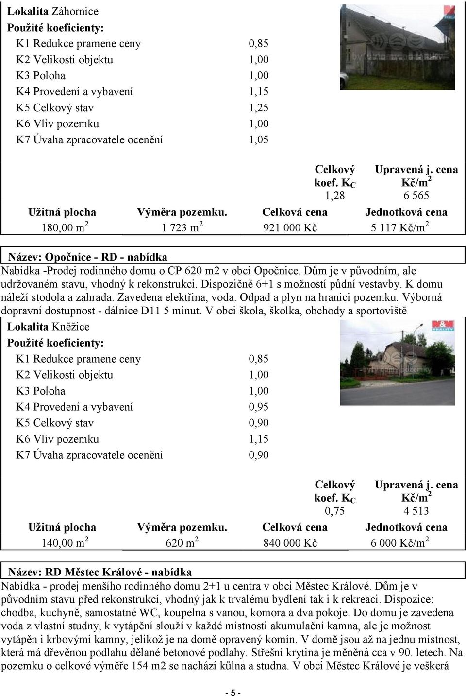 Celková cena Jednotková cena 180,00 m 2 1 723 m 2 921 000 Kč 5 117 Kč/m 2 Název: Opočnice - RD - nabídka Nabídka -Prodej rodinného domu o CP 620 m2 v obci Opočnice.