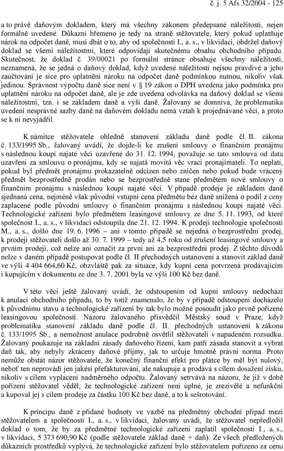Skutečnost, že doklad č.