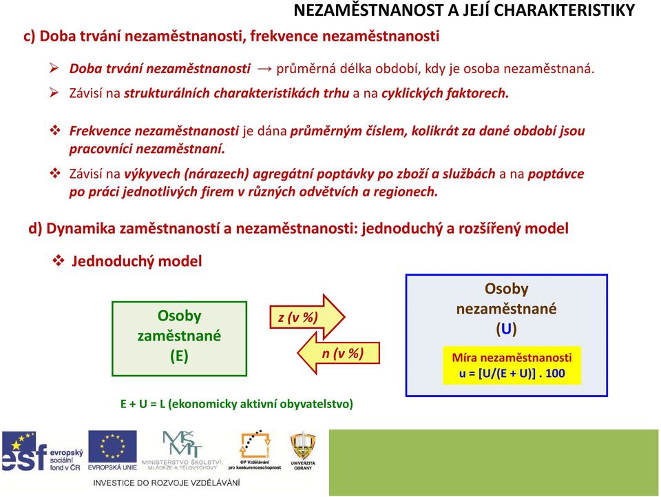 Závisí na výkyvech (nárazech) agregátní poptávky po zboží a službách a na poptávce po práci jednotlivých firem v různých odvětvích a regionech.