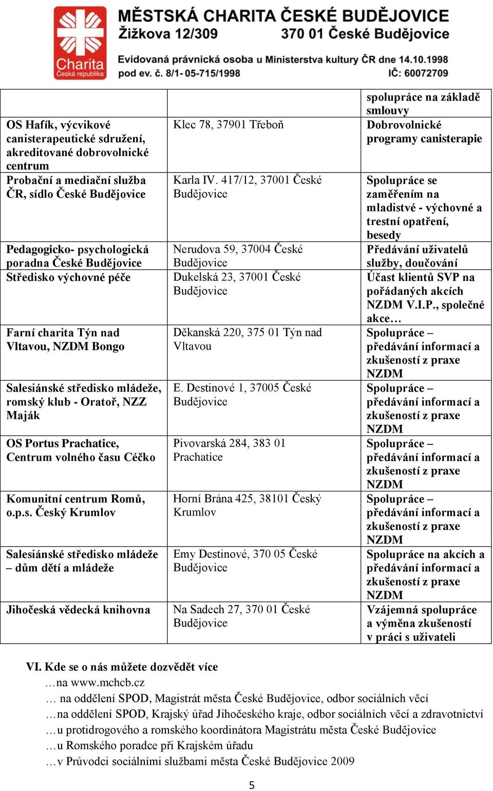 417/12, 37001 České Nerudova 59, 37004 České Dukelská 23, 37001 České Děkanská 220, 375 01 Týn nad Vltavou E.