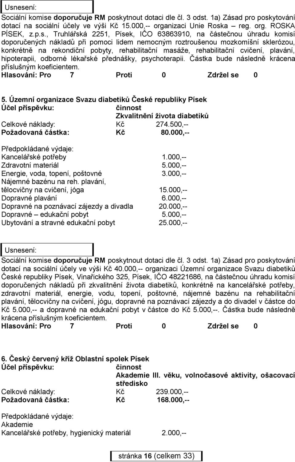 a reg. org. ROSKA PÍSEK, z.p.s.
