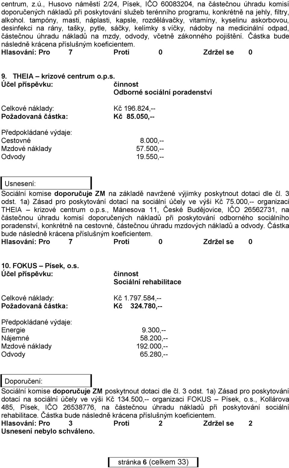 odvody, včetně zákonného pojištění. Částka bude následně krácena příslušným 9. THEIA krizové centrum o.p.s. Odborné sociální poradenství Celkové náklady: Kč 196.824,-- Požadovaná částka: Kč 85.