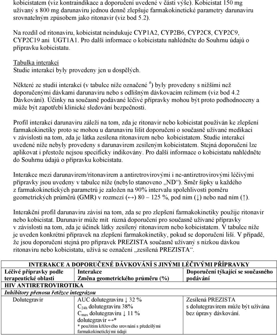 Na rozdíl od ritonaviru, kobicistat neindukuje CYP1A2, CYP2B6, CYP2C8, CYP2C9, CYP2C19 ani UGT1A1. Pro další informace o kobicistatu nahlédněte do Souhrnu údajů o přípravku kobicistatu.