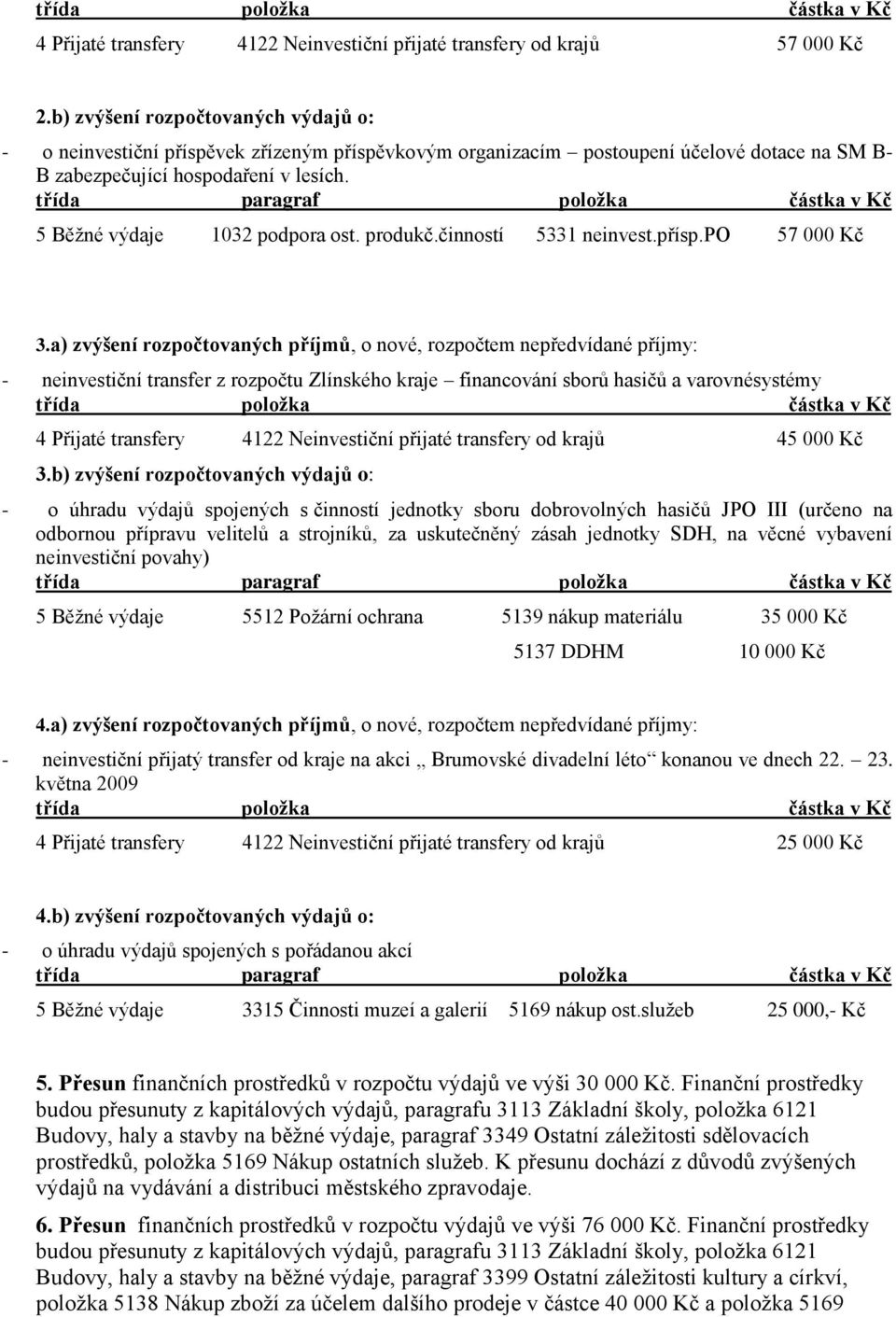 5 Běžné výdaje 1032 podpora ost. produkč.činností 5331 neinvest.přísp.po 57 000 Kč 3.