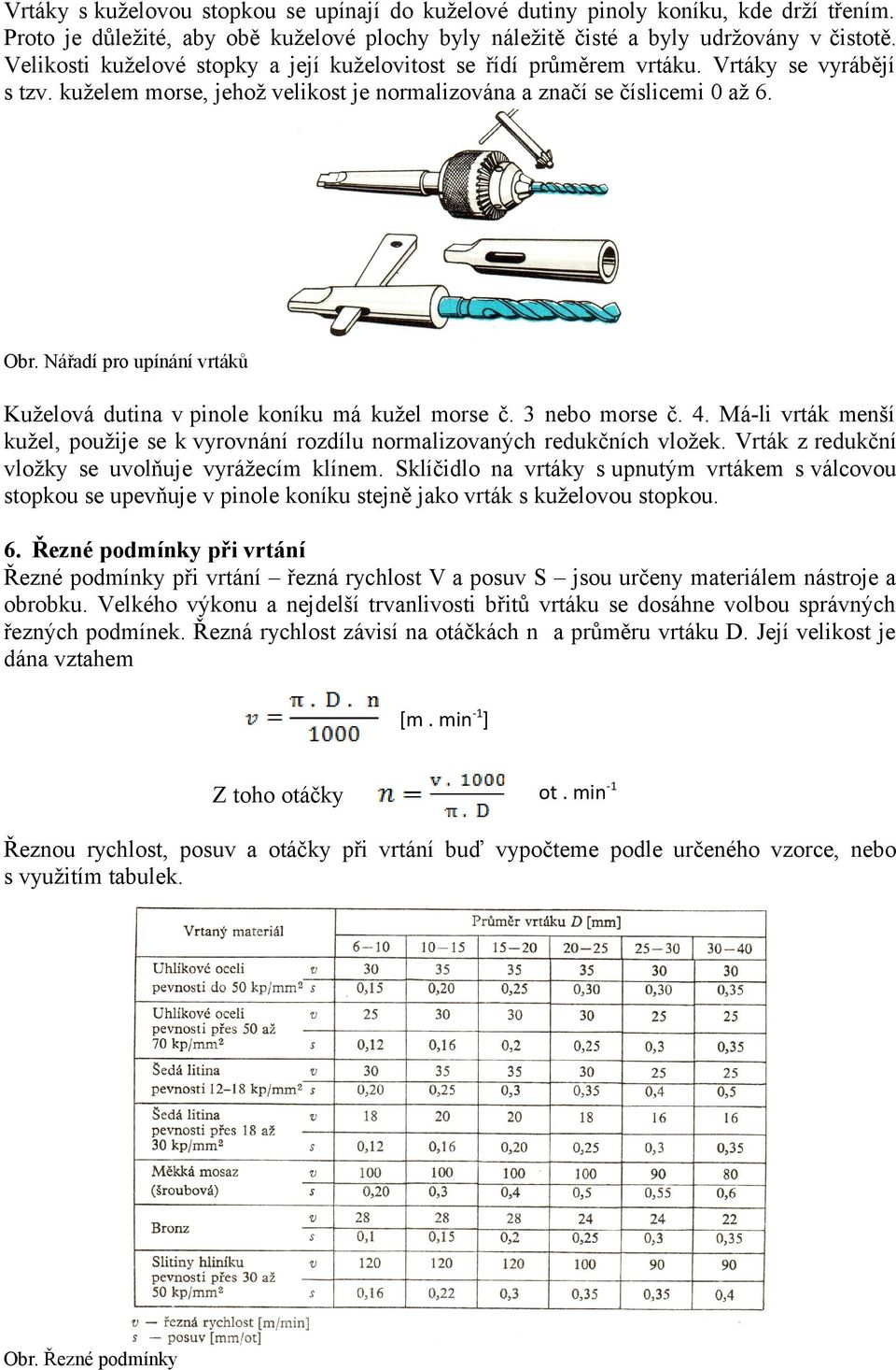 Nářadí pro upínání vrtáků Kuželová dutina v pinole koníku má kužel morse č. 3 nebo morse č. 4. Má-li vrták menší kužel, použije se k vyrovnání rozdílu normalizovaných redukčních vložek.