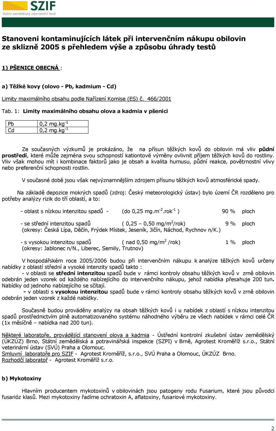 kg -1 Ze současných výzkumů je prokázáno, že na přísun těžkých kovů do obilovin má vliv půdní prostředí, které může zejména svou schopností kationtové výměny ovlivnit příjem těžkých kovů do rostliny.