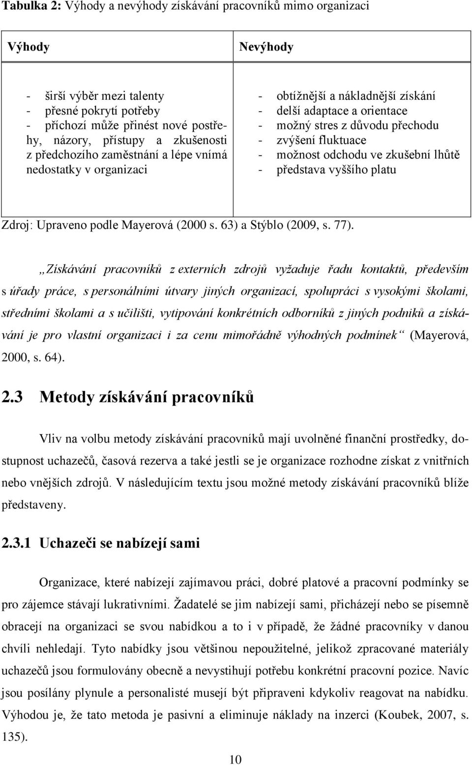 odchodu ve zkušební lhůtě - představa vyššího platu Zdroj: Upraveno podle Mayerová (2000 s. 63) a Stýblo (2009, s. 77).