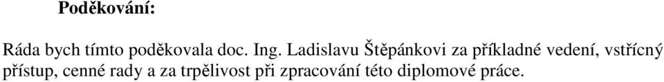 vedení, vstřícný přístup, cenné rady a za