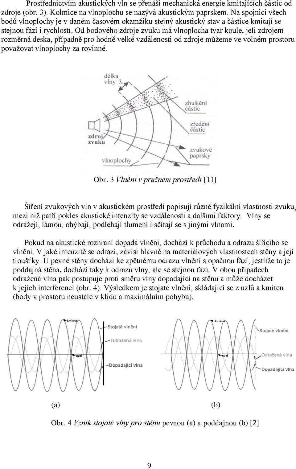 Od bodového zdroje zvuku má vlnoplocha tvar koule, jeli zdrojem rozměrná deska, případně pro hodně velké vzdálenosti od zdroje můžeme ve volném prostoru považovat vlnoplochy za rovinné. Obr.