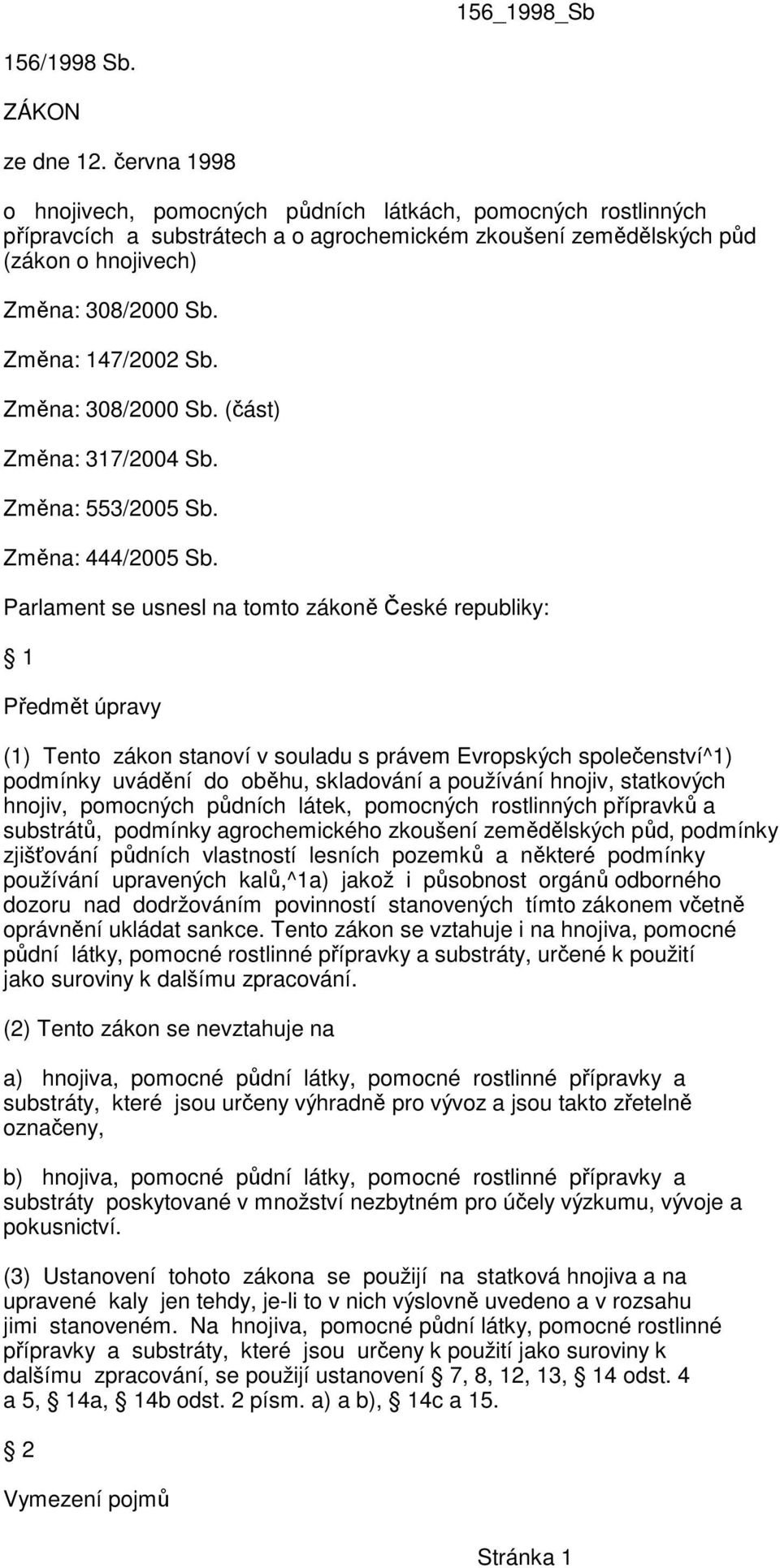 Změna: 147/2002 Sb. Změna: 308/2000 Sb. (část) Změna: 317/2004 Sb. Změna: 553/2005 Sb. Změna: 444/2005 Sb.