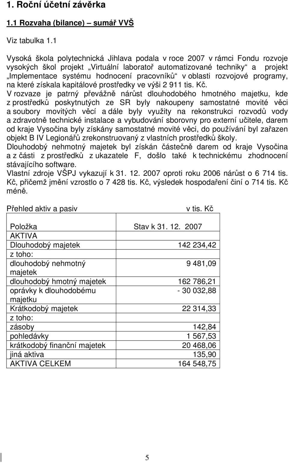 oblasti rozvojové programy, na které získala kapitálové prostředky ve výši 2 911 tis. Kč.
