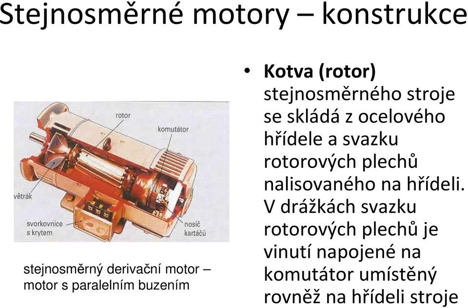 rotorových plechů nalisovaného na hřídeli.