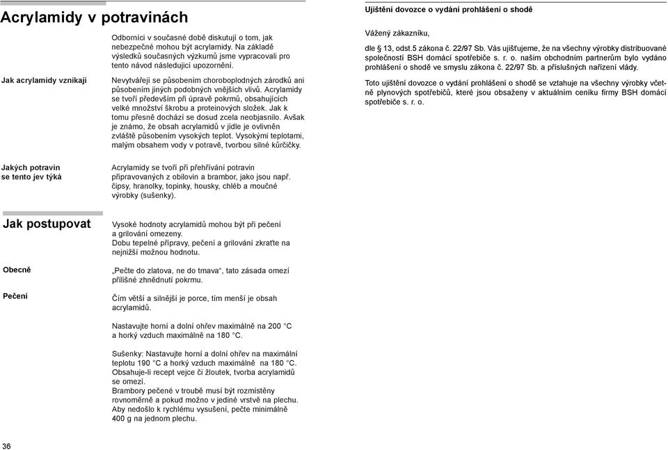 Acrylamidy se tvoří především při úpravě pokrmů, obsahujících velké množství škrobu a proteinových složek. Jak k tomu přesně dochází se dosud zcela neobjasnilo.