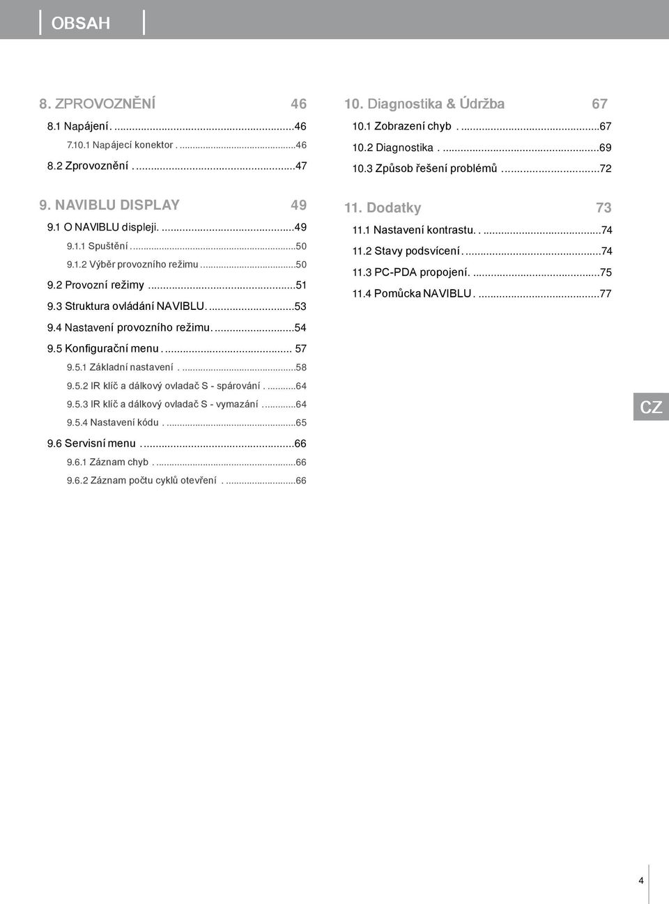 ...5.5 Konfigurační menu... 5.5. Základní nastavení....5.5.2 IR klíč a dálkový ovladač S spárování....6.5. IR klíč a dálkový ovladač S vymazání...6.5. Nastavení kódu....65.