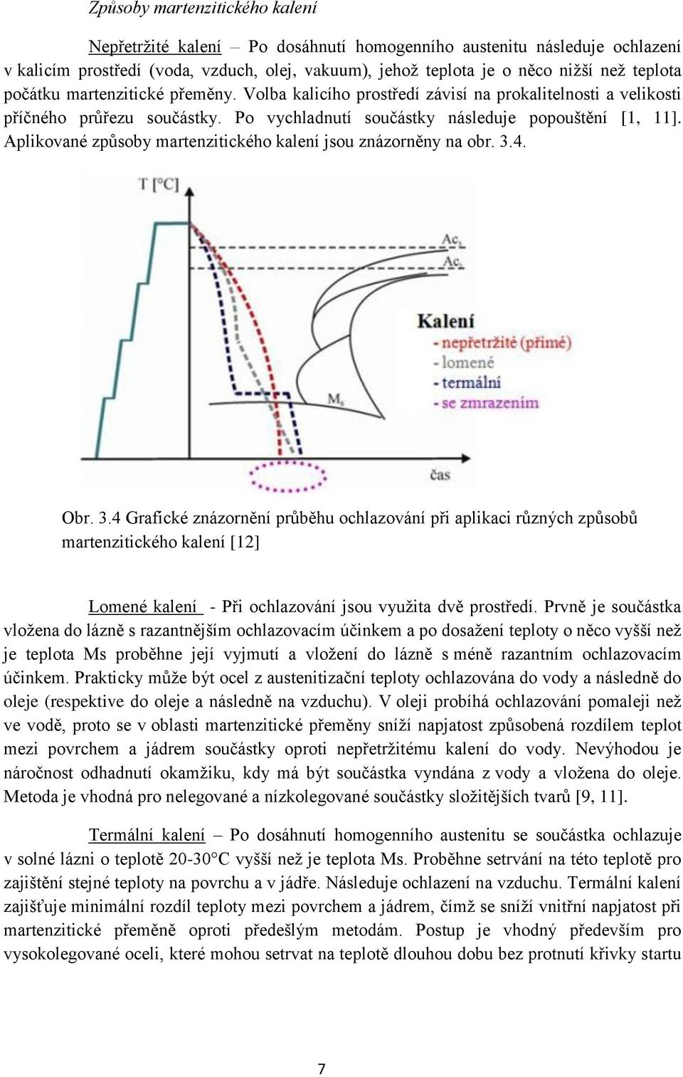 Aplikované způsoby martenzitického kalení jsou znázorněny na obr. 3.