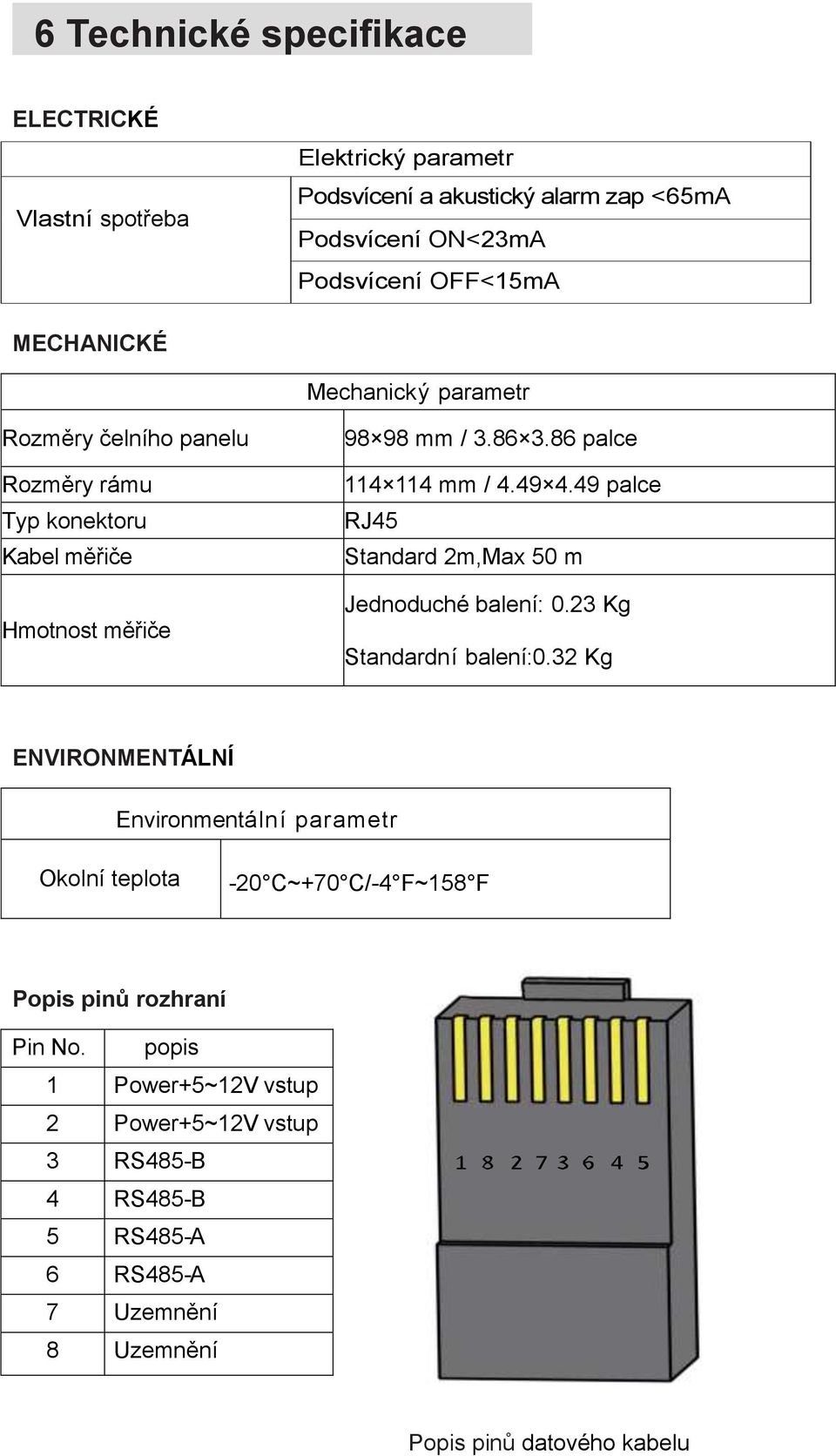 49 palce RJ45 Standard 2m,Max 50 m Jednoduché balení: 0.23 Kg Standardní balení:0.
