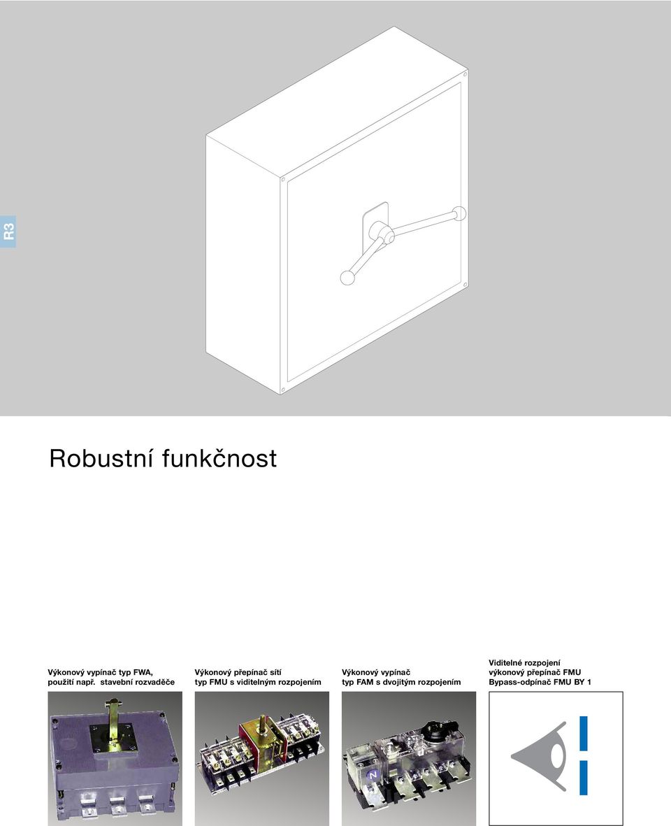 viditelným rozpojením Výkonový vypínač typ FAM s dvojitým