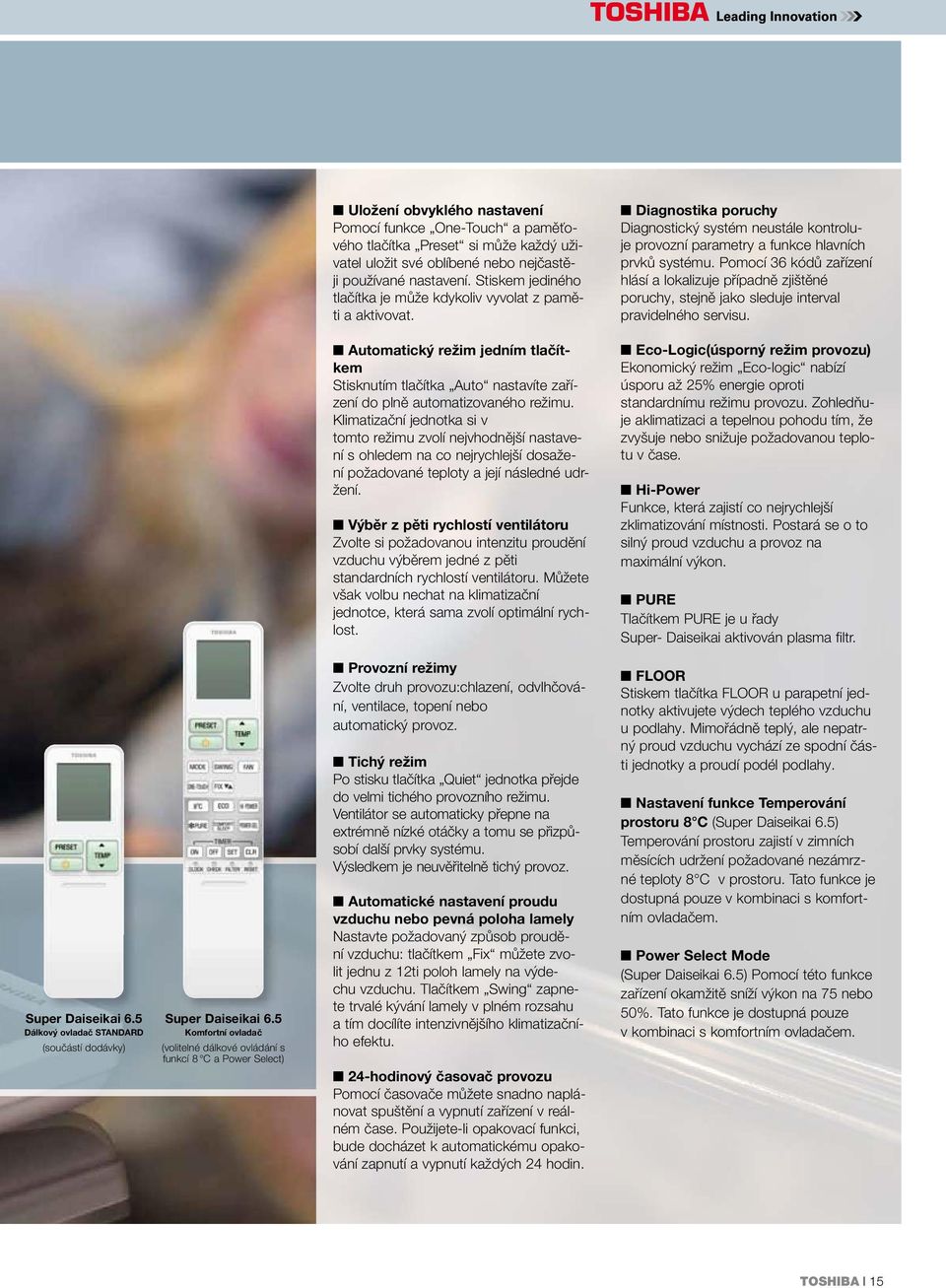 Pomocí 36 kódů zařízení hlásí a lokalizuje případně zjištěné poruchy, stejně jako sleduje interval pravidelného servisu.