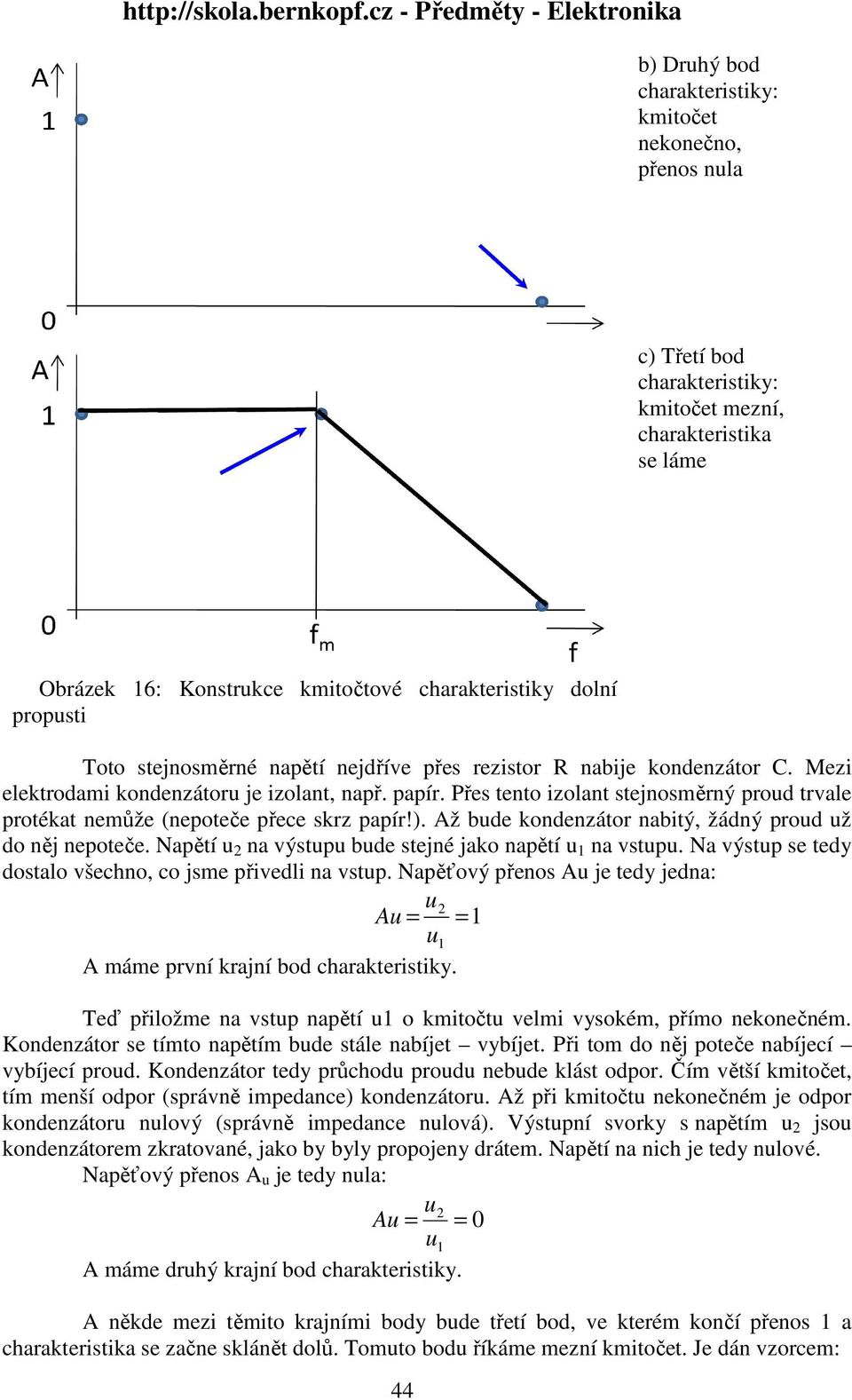 charakteristiky dolní propusti Toto stejnosměrné napětí nejdříve přes rezistor R nabije kondenzátor C. Mezi elektrodami kondenzátoru je izolant, např. papír.