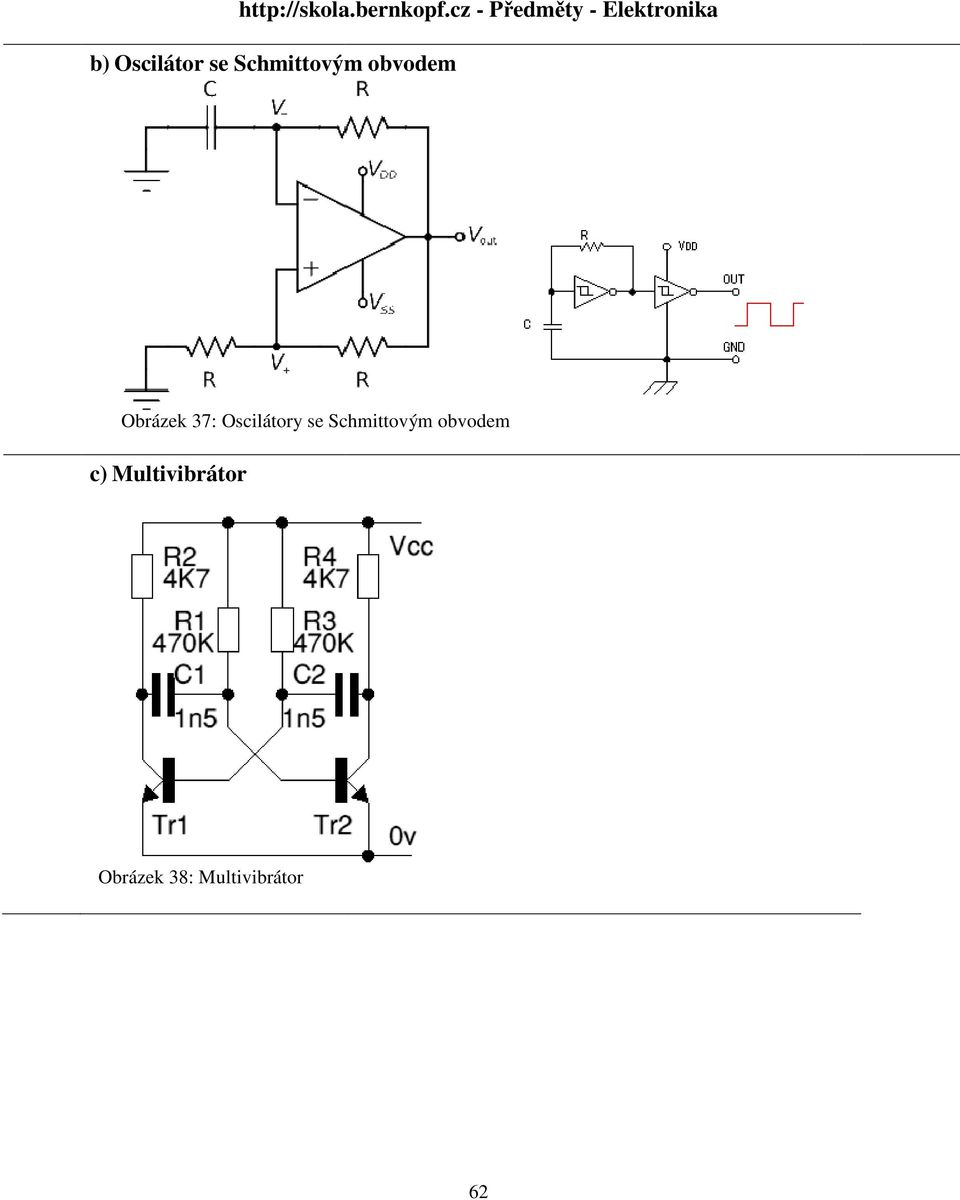 Schmittovým obvodem Obrázek 37: Oscilátory