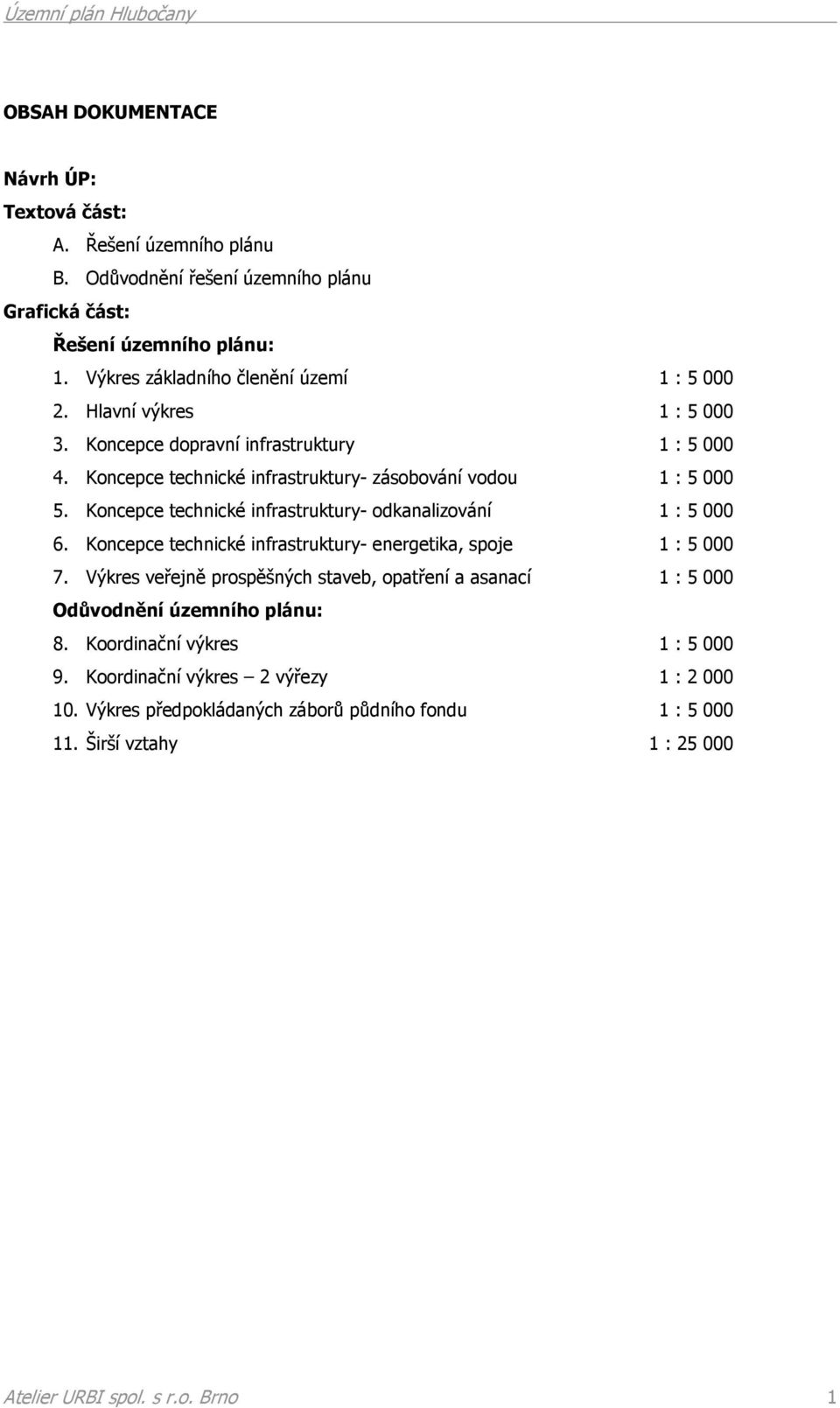 Koncepce technické infrastruktury- odkanalizování 1 : 5 000 6. Koncepce technické infrastruktury- energetika, spoje 1 : 5 000 7.