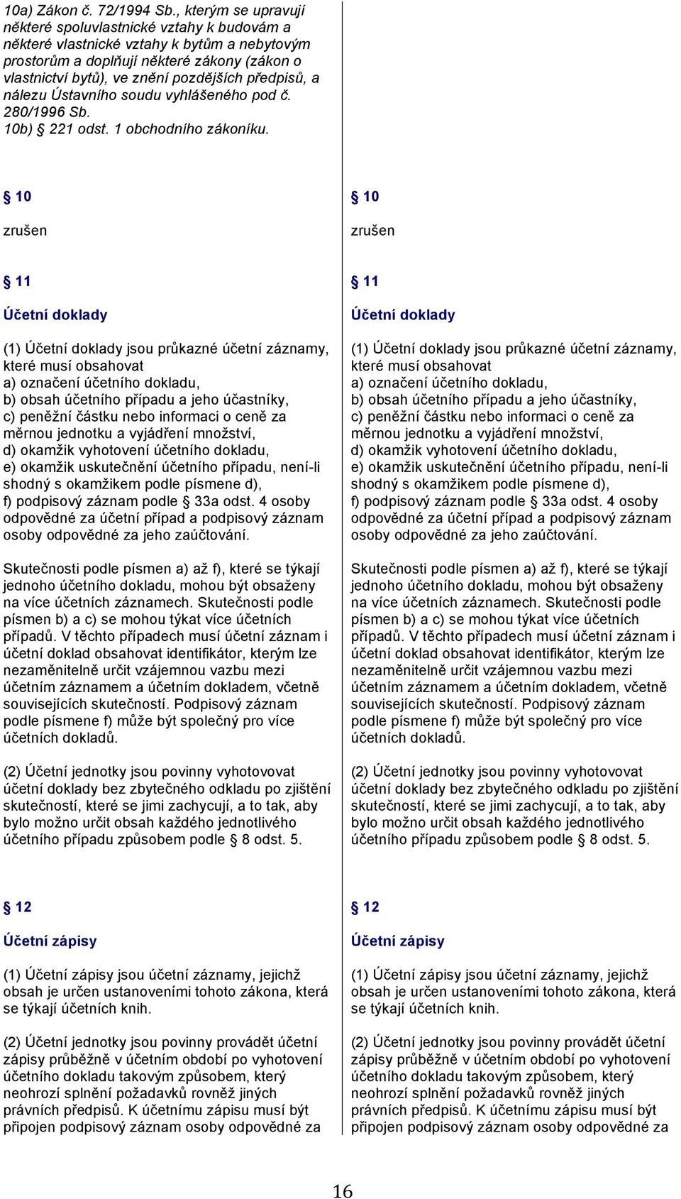 předpisů, a nálezu Ústavního soudu vyhlášeného pod č. 280/1996 Sb. 10b) 221 odst. 1 obchodního zákoníku.