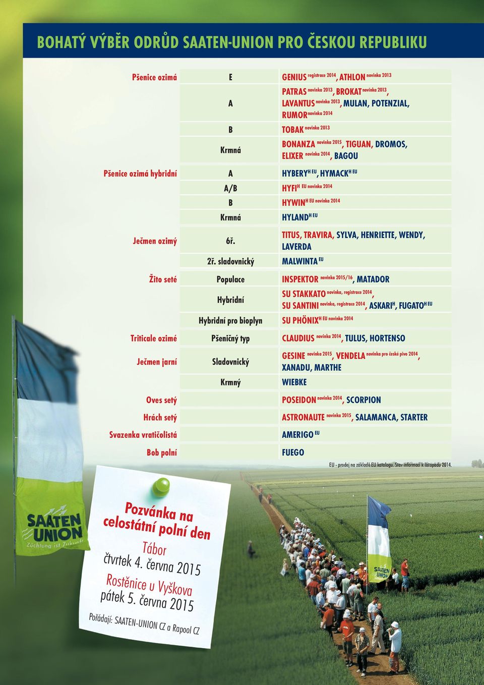 novinka 2014 B HYWIN Krmná HYLAND H EU Ječmen ozimý 6ř. TITUS, TRAVIRA, SYLVA, HENRIETTE, WENDY, LAVERDA 2ř.