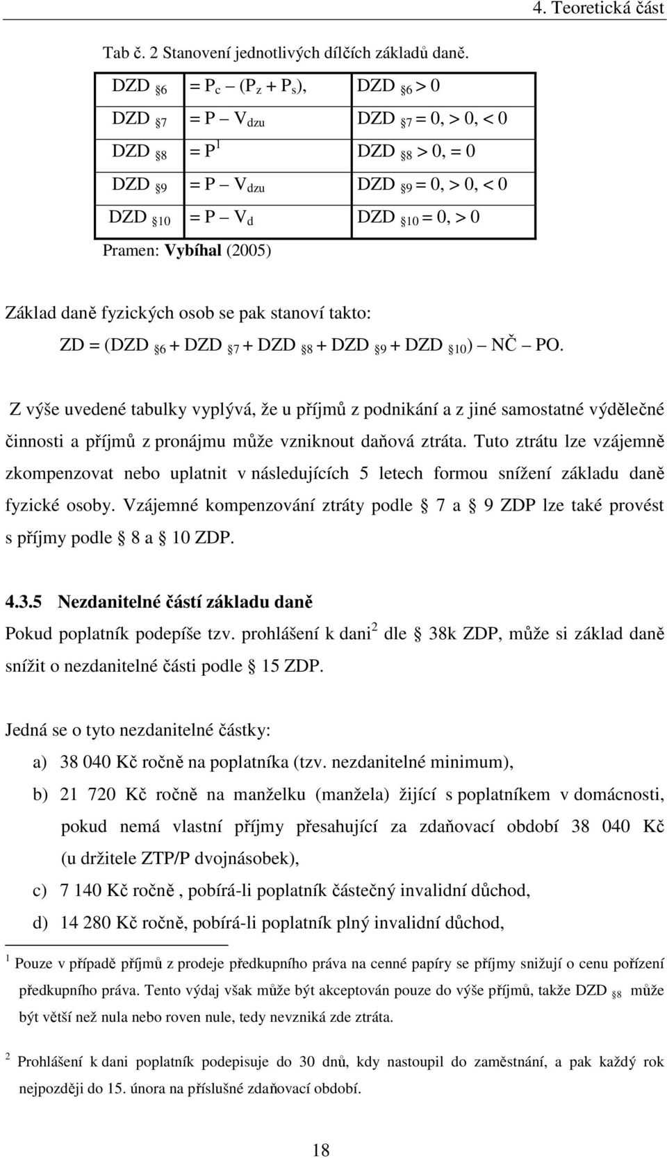 daně fyzických osob se pak stanoví takto: ZD = (DZD 6 + DZD 7 + DZD 8 + DZD 9 + DZD 10 ) NČ PO.