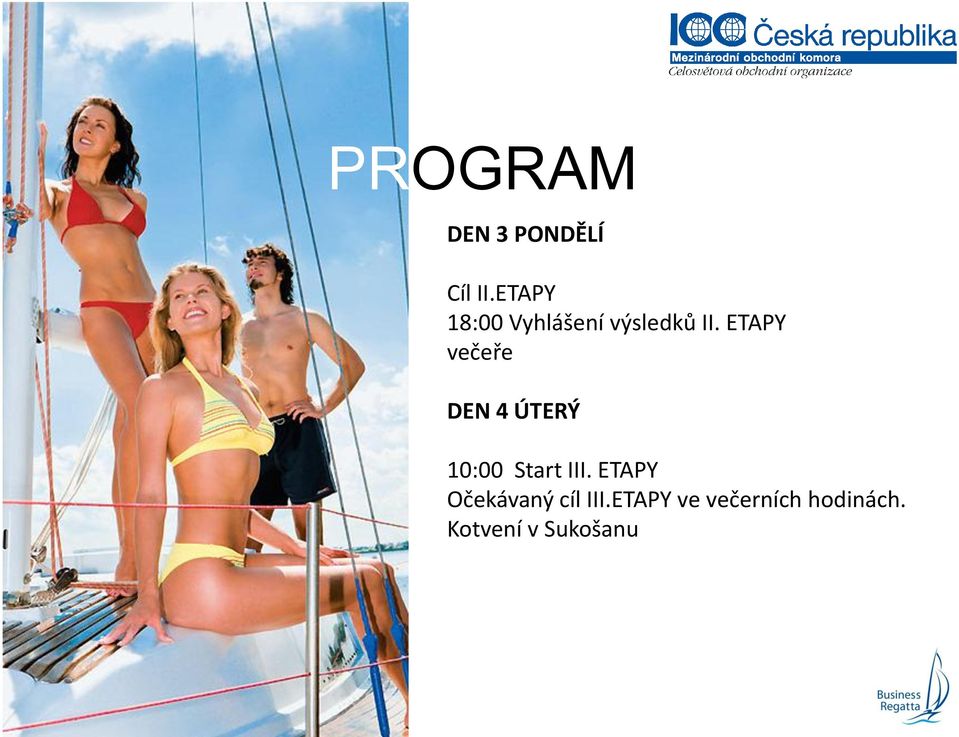 ETAPY večeře DEN 4 ÚTERÝ 10:00 Start III.