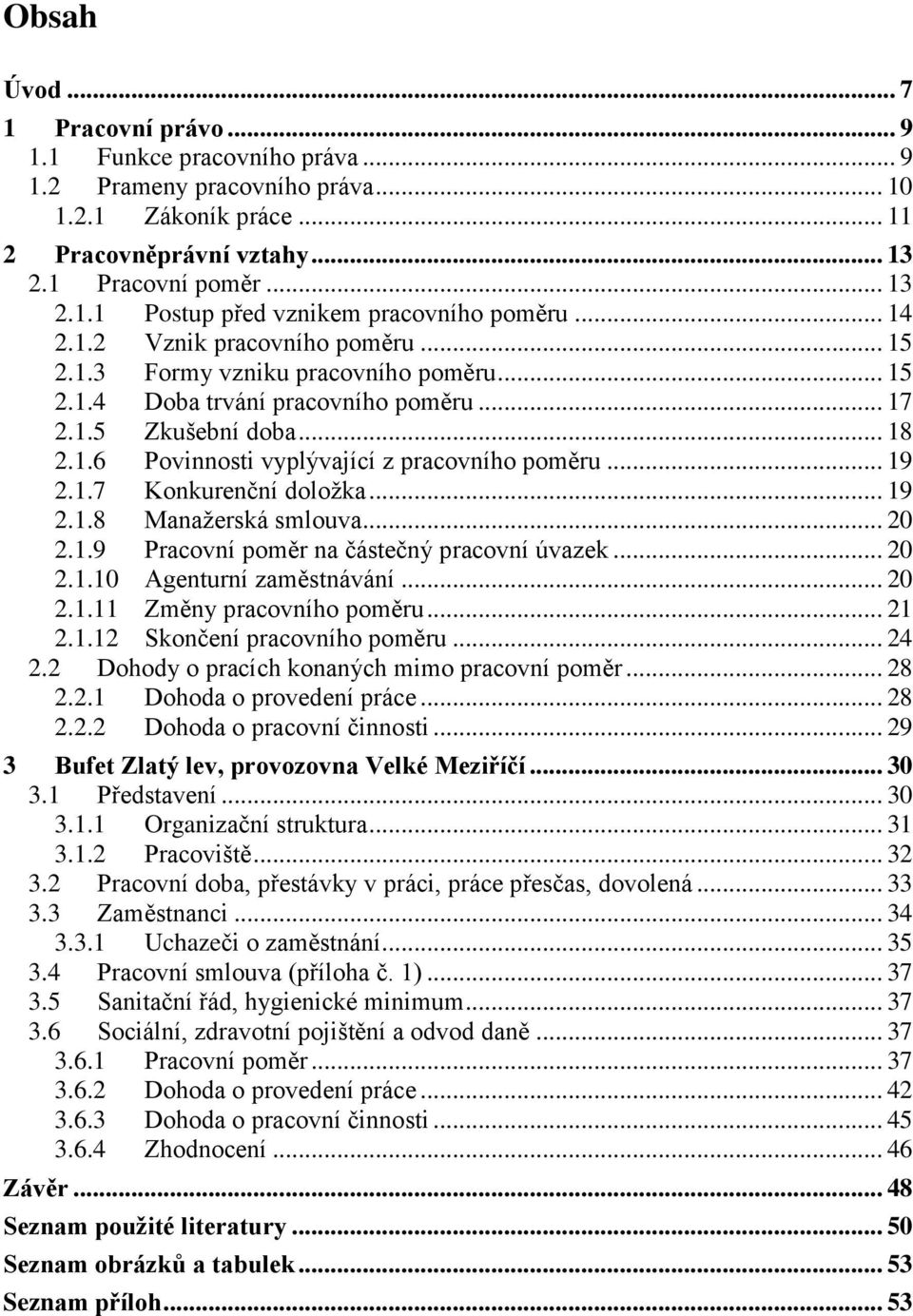 .. 19 2.1.7 Konkurenční doložka... 19 2.1.8 Manažerská smlouva... 20 2.1.9 Pracovní poměr na částečný pracovní úvazek... 20 2.1.10 Agenturní zaměstnávání... 20 2.1.11 Změny pracovního poměru... 21 2.