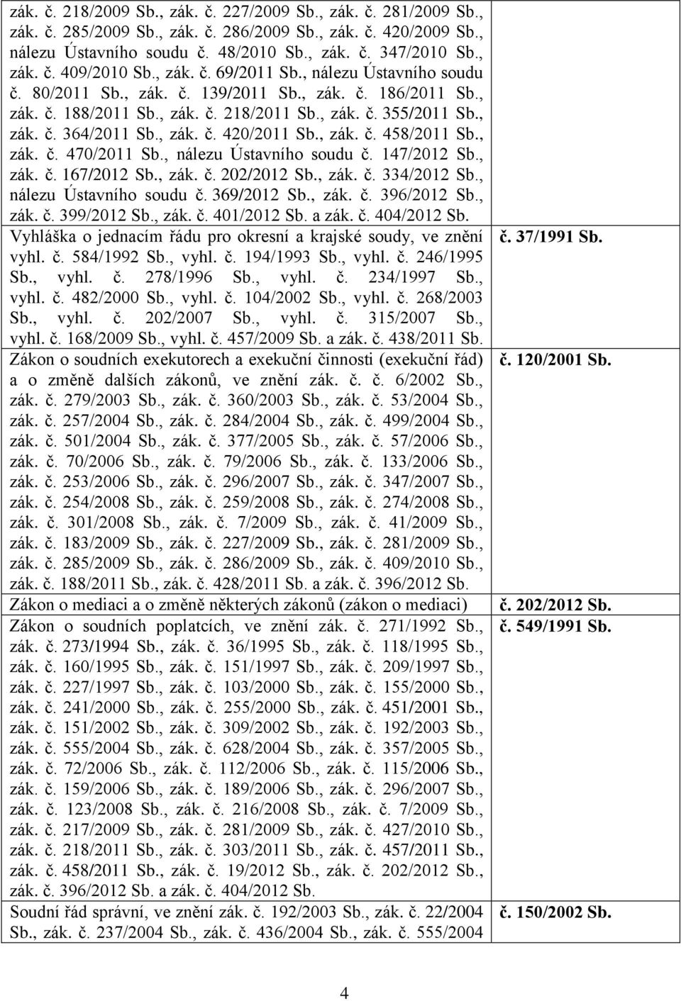 , zák. č. 458/2011 Sb., zák. č. 470/2011 Sb., nálezu Ústavního soudu č. 147/2012 Sb., zák. č. 167/2012 Sb., zák. č. 202/2012 Sb., zák. č. 334/2012 Sb., nálezu Ústavního soudu č. 369/2012 Sb., zák. č. 396/2012 Sb.