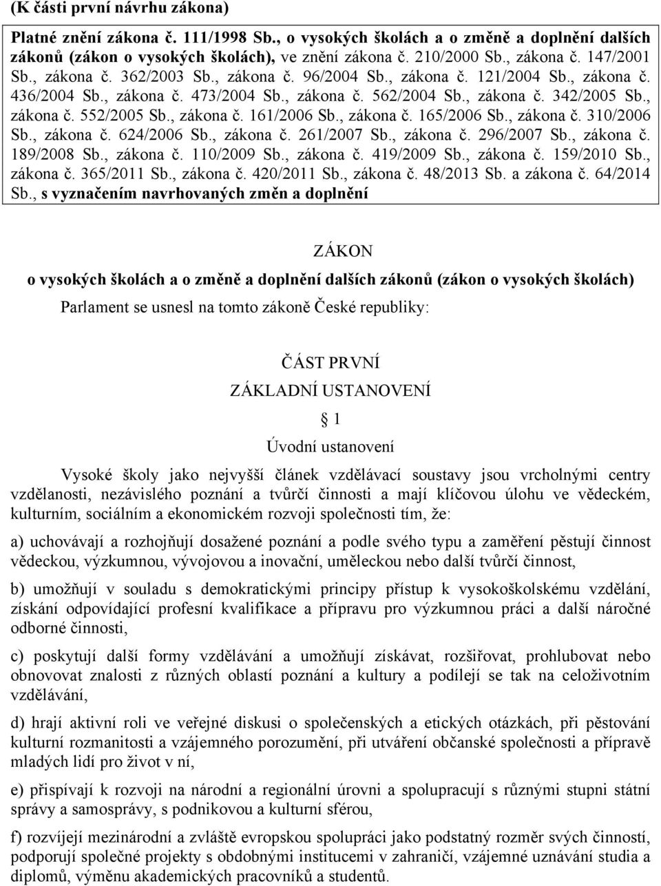 , zákona č. 161/2006 Sb., zákona č. 165/2006 Sb., zákona č. 310/2006 Sb., zákona č. 624/2006 Sb., zákona č. 261/2007 Sb., zákona č. 296/2007 Sb., zákona č. 189/2008 Sb., zákona č. 110/2009 Sb.