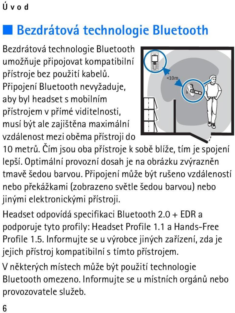 Èím jsou oba pøístroje k sobì blí¾e, tím je spojení lep¹í. Optimální provozní dosah je na obrázku zvýraznìn tmavì ¹edou barvou.