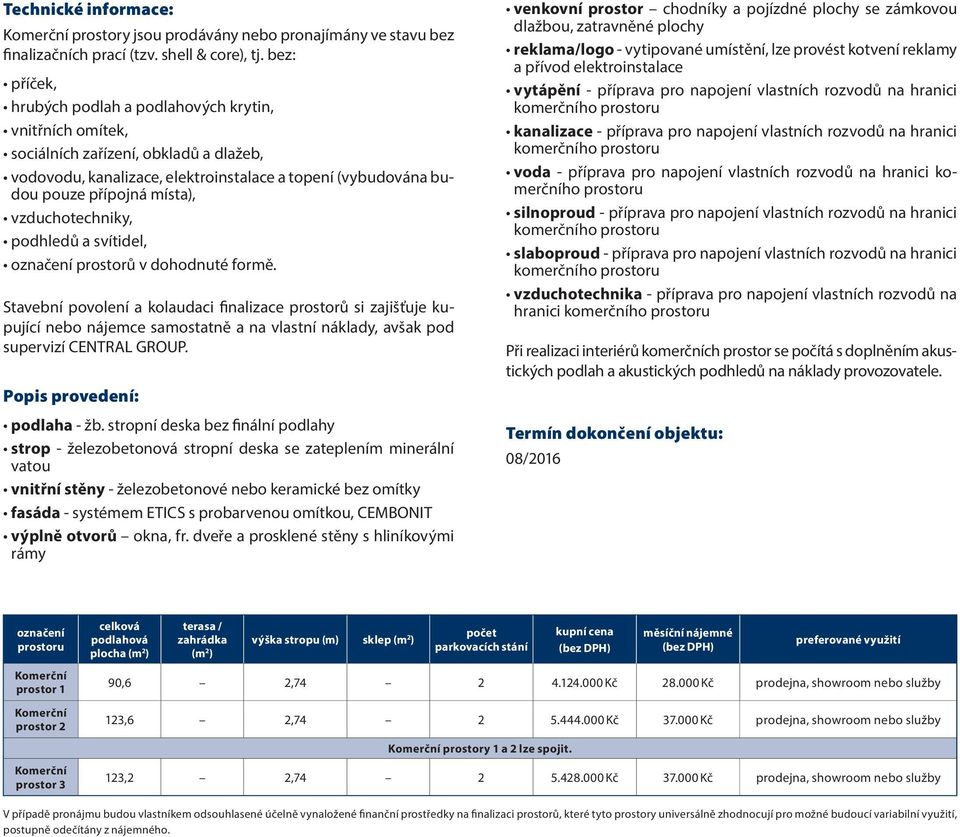 vzduchotechniky, podhledů a svítidel, označení prostorů v dohodnuté formě.