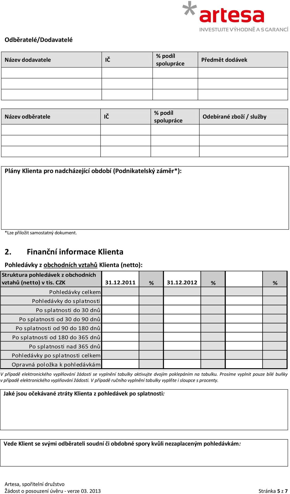 12.2012 % % Pohledávky celkem Pohledávky do splatnosti Po splatnosti do 30 dnů Po splatnosti od 30 do 90 dnů Po splatnosti od 90 do 180 dnů Po splatnosti od 180 do 365 dnů Po splatnosti nad 365 dnů
