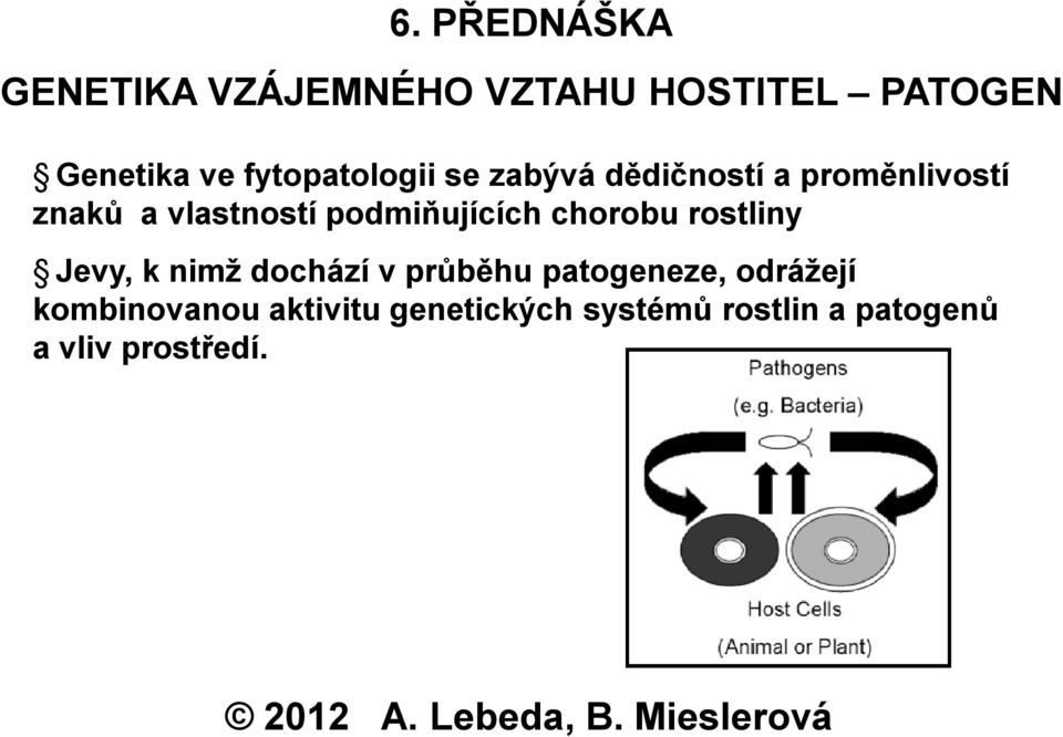 rostliny Jevy, k nimž dochází v průběhu patogeneze, odrážejí kombinovanou aktivitu