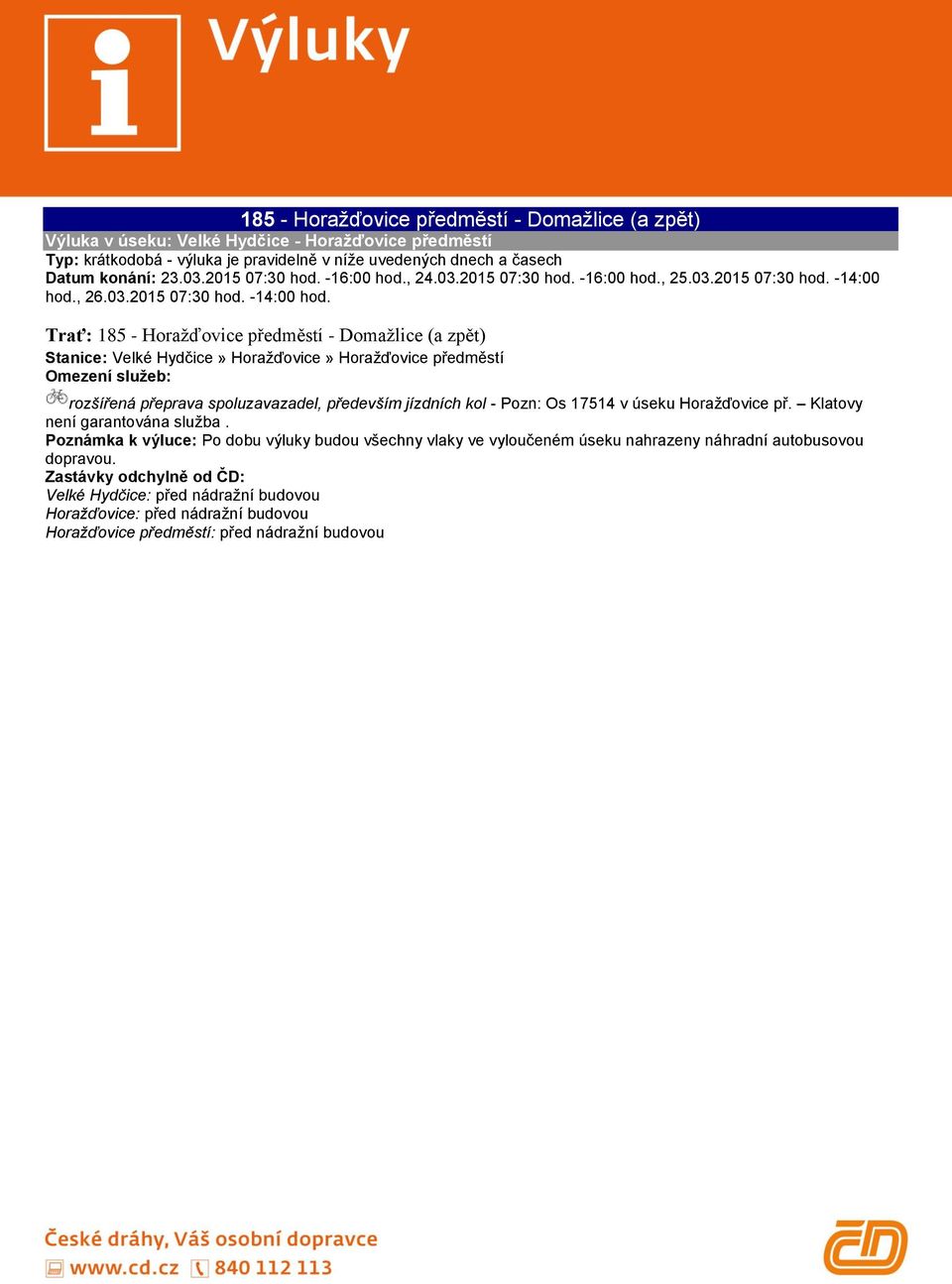 , 26.03.2015 07:30 hod. -14:00 hod.