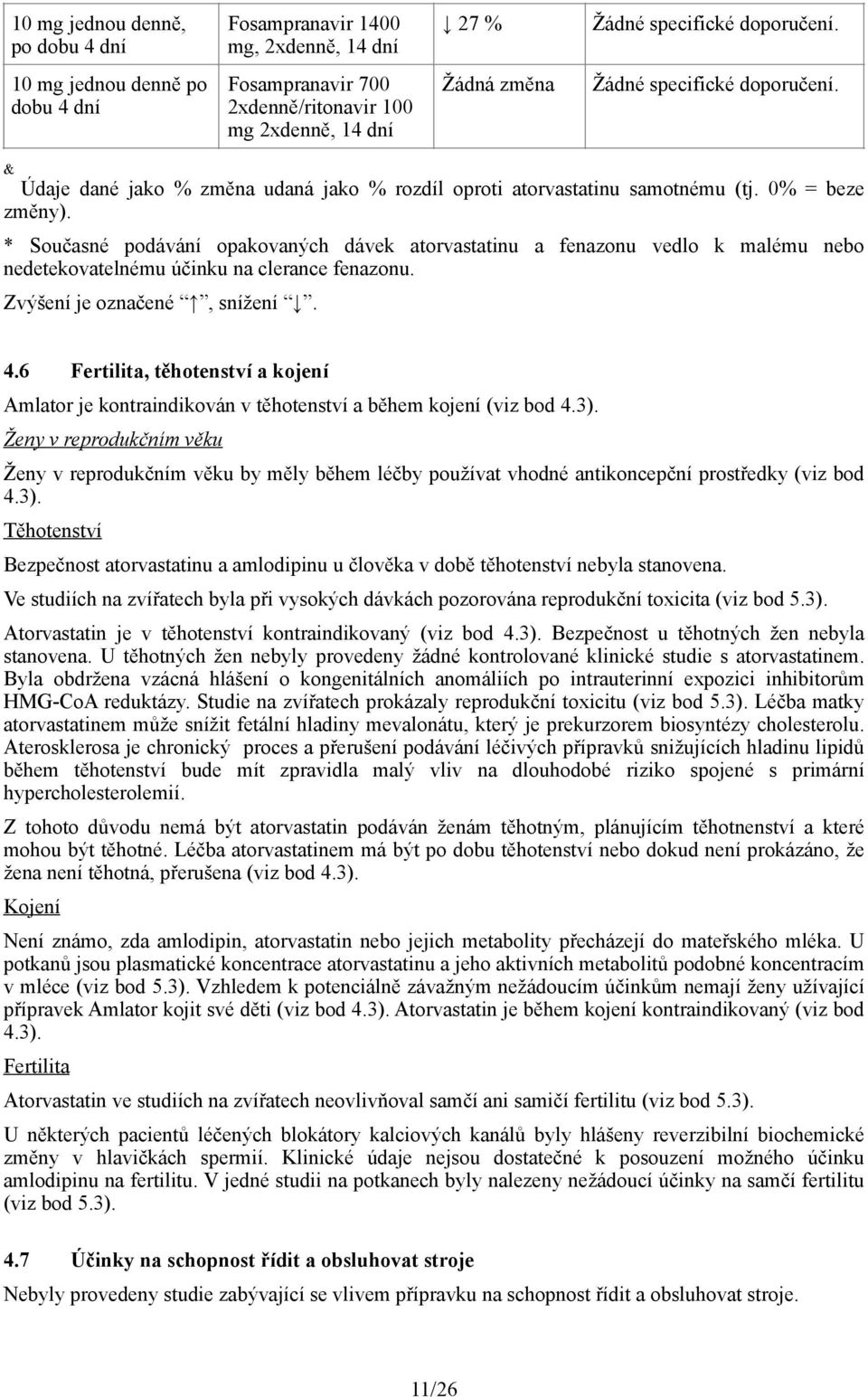 & Údaje dané jako % změna udaná jako % rozdíl oproti atorvastatinu samotnému (tj. 0% = beze změny).