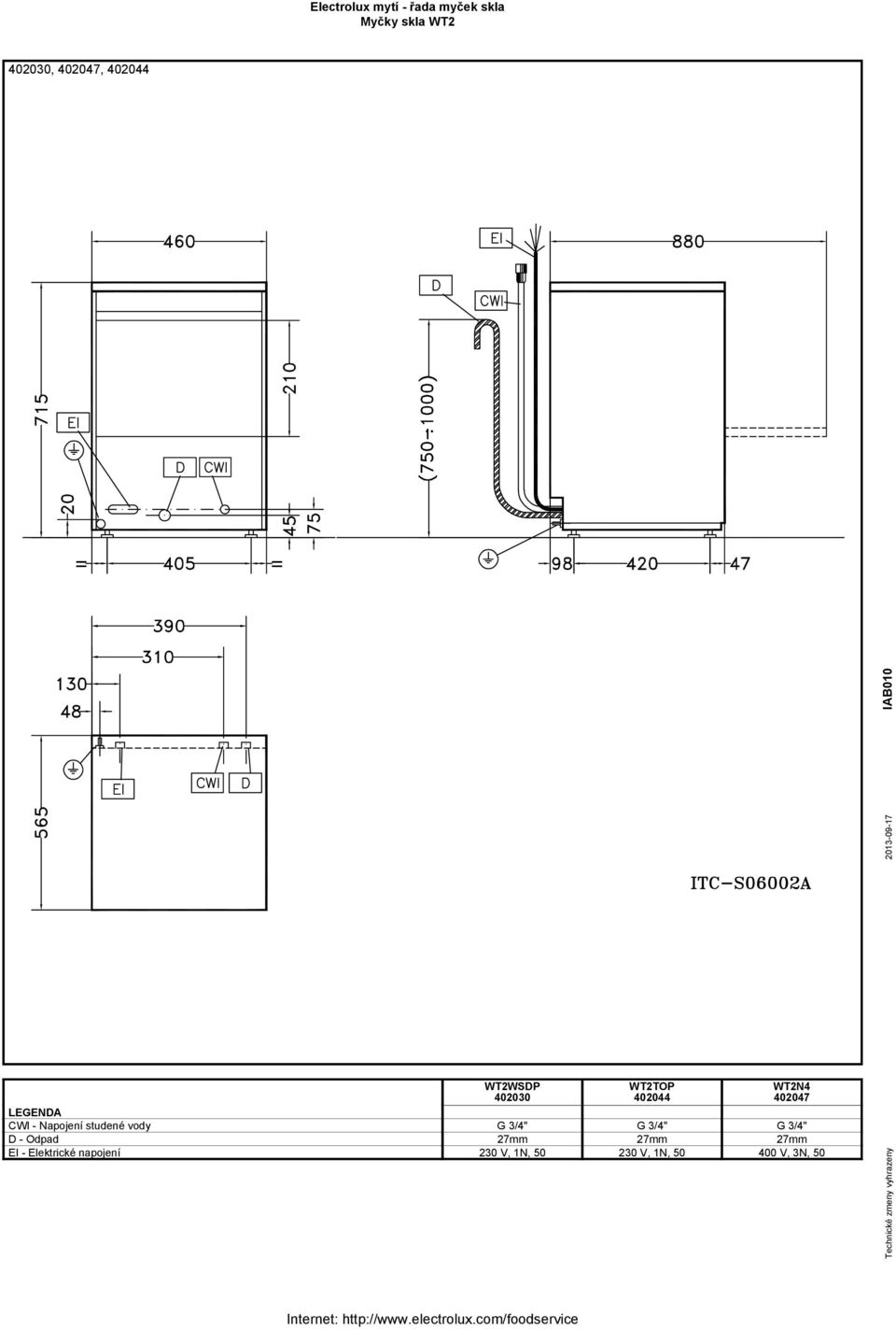 studené vody G 3/4" G 3/4" G 3/4" D - Odpad