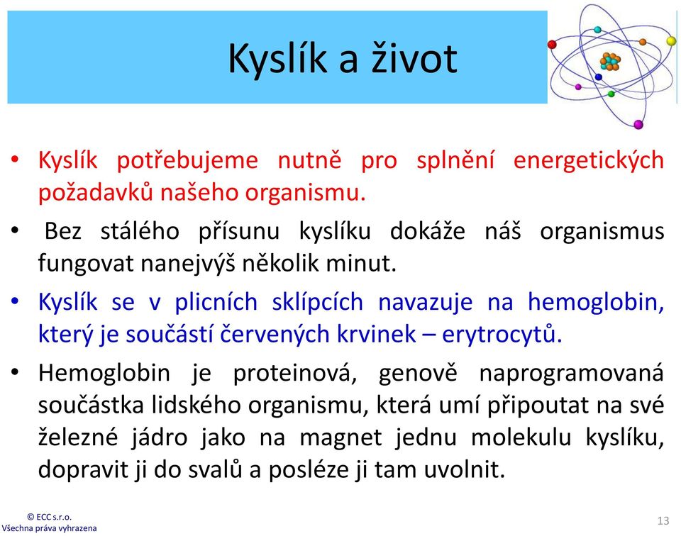 Kyslík se v plicních sklípcích navazuje na hemoglobin, který je součástí červených krvinek erytrocytů.