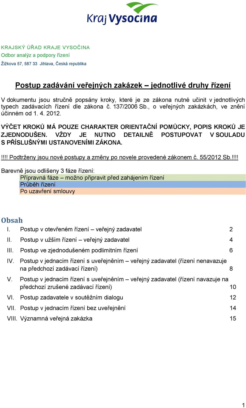 VÝČET KROKŮ MÁ POUZE CHARAKTER ORIENTAČNÍ POMŮCKY, POPIS KROKŮ JE ZJEDNODUŠEN. VŽDY JE NUTNO DETAILNĚ POSTUPOVAT V SOULADU S PŘÍSLUŠNÝMI USTANOVENÍMI ZÁKONA.