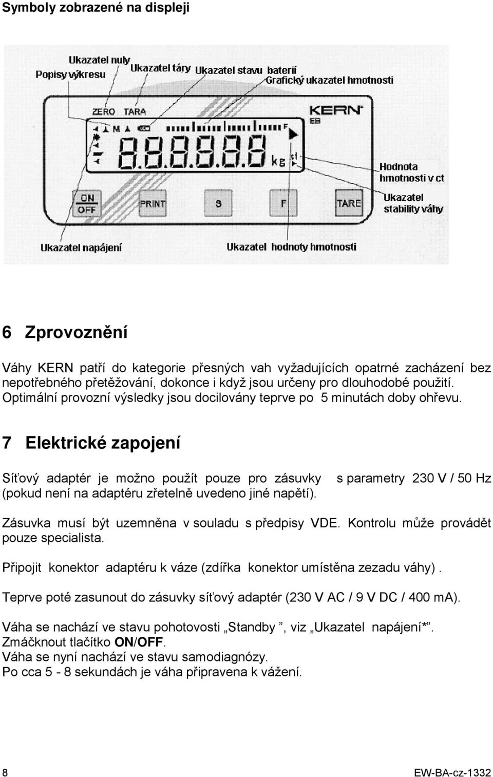 7 Elektrické zapojení Síťový adaptér je možno použít pouze pro zásuvky (pokud není na adaptéru zřetelně uvedeno jiné napětí).