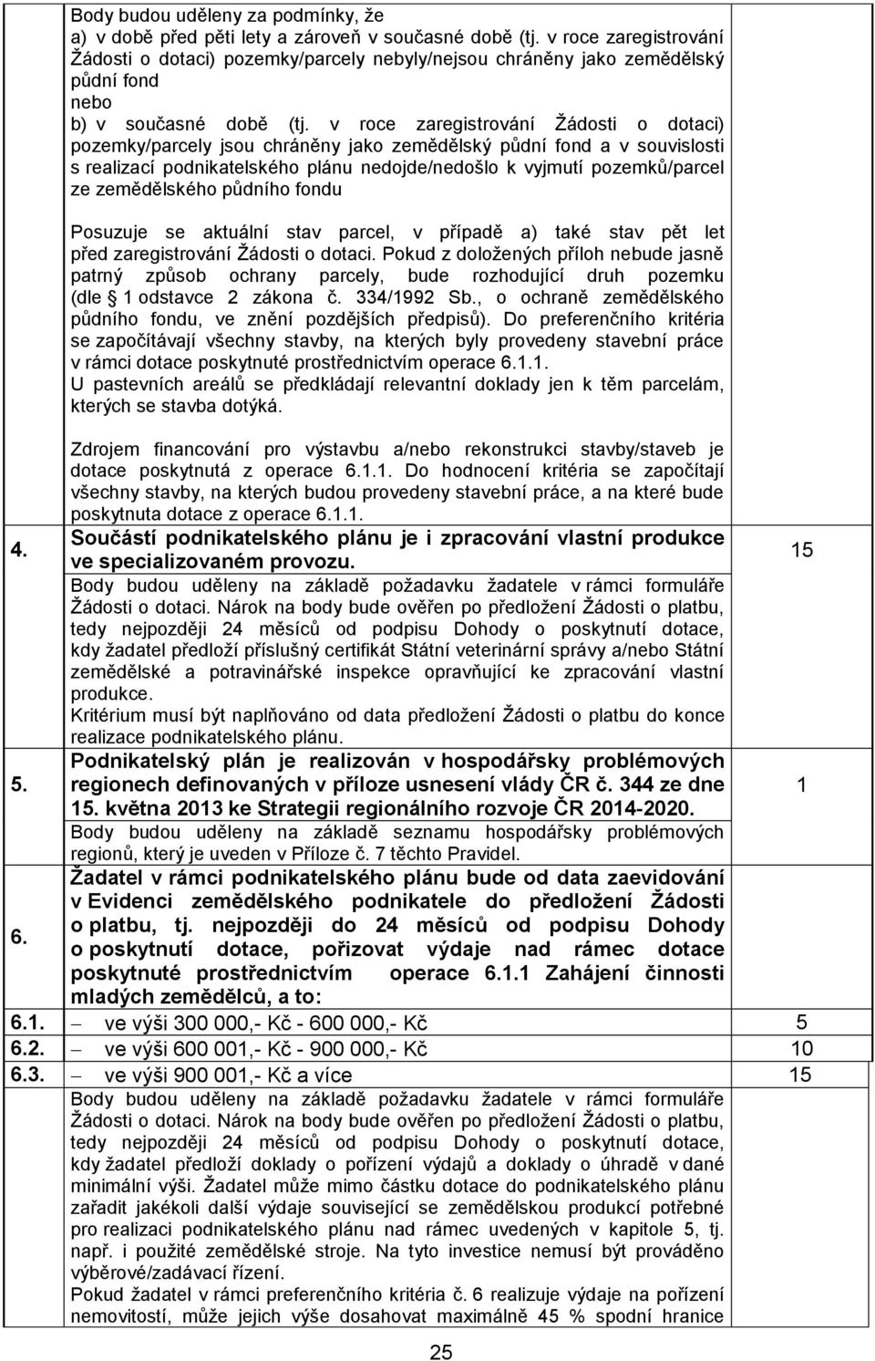 v roce zaregistrování Žádosti o dotaci) pozemky/parcely jsou chráněny jako zemědělský půdní fond a v souvislosti s realizací podnikatelského plánu nedojde/nedošlo k vyjmutí pozemků/parcel ze