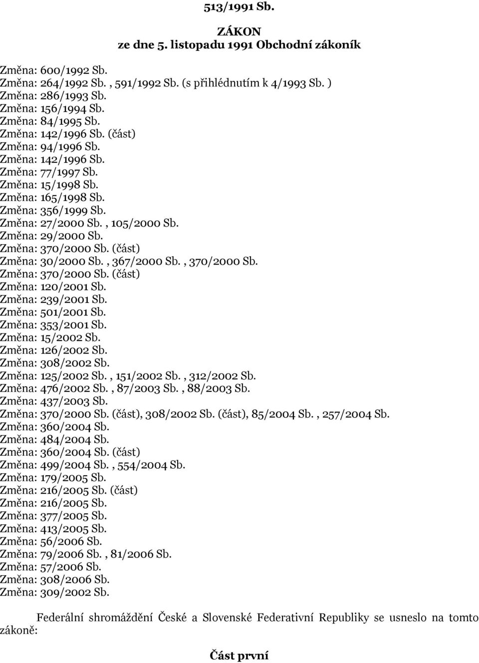 Změna: 29/2000 Sb. Změna: 370/2000 Sb. (část) Změna: 30/2000 Sb., 367/2000 Sb., 370/2000 Sb. Změna: 370/2000 Sb. (část) Změna: 120/2001 Sb. Změna: 239/2001 Sb. Změna: 501/2001 Sb. Změna: 353/2001 Sb.