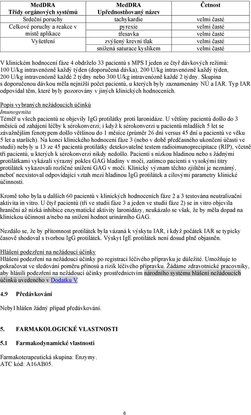 týden (doporučená dávka), 200 U/kg intravenózně každý týden, 200 U/kg intravenózně každé 2 týdny nebo 300 U/kg intravenózně každé 2 týdny.