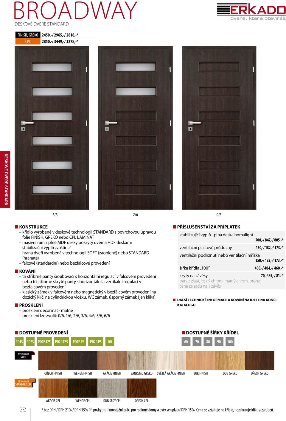 nebo STANDARD prosklení lze zvolit: 0/6, 1/6, 2/6, 3/6, 4/6, 5/6, 6/6 ventilační