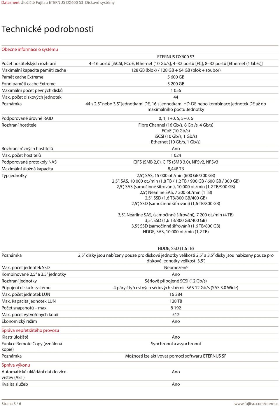 počet diskových jednotek 44 44 s 2,5 nebo 3,5 jednotkami DE, 16 s jednotkami HD-DE nebo kombinace jednotek DE až do maximálního počtu Jednotky Podporované úrovně RAID 0, 1, 1+0, 5, 5+0, 6 Rozhraní