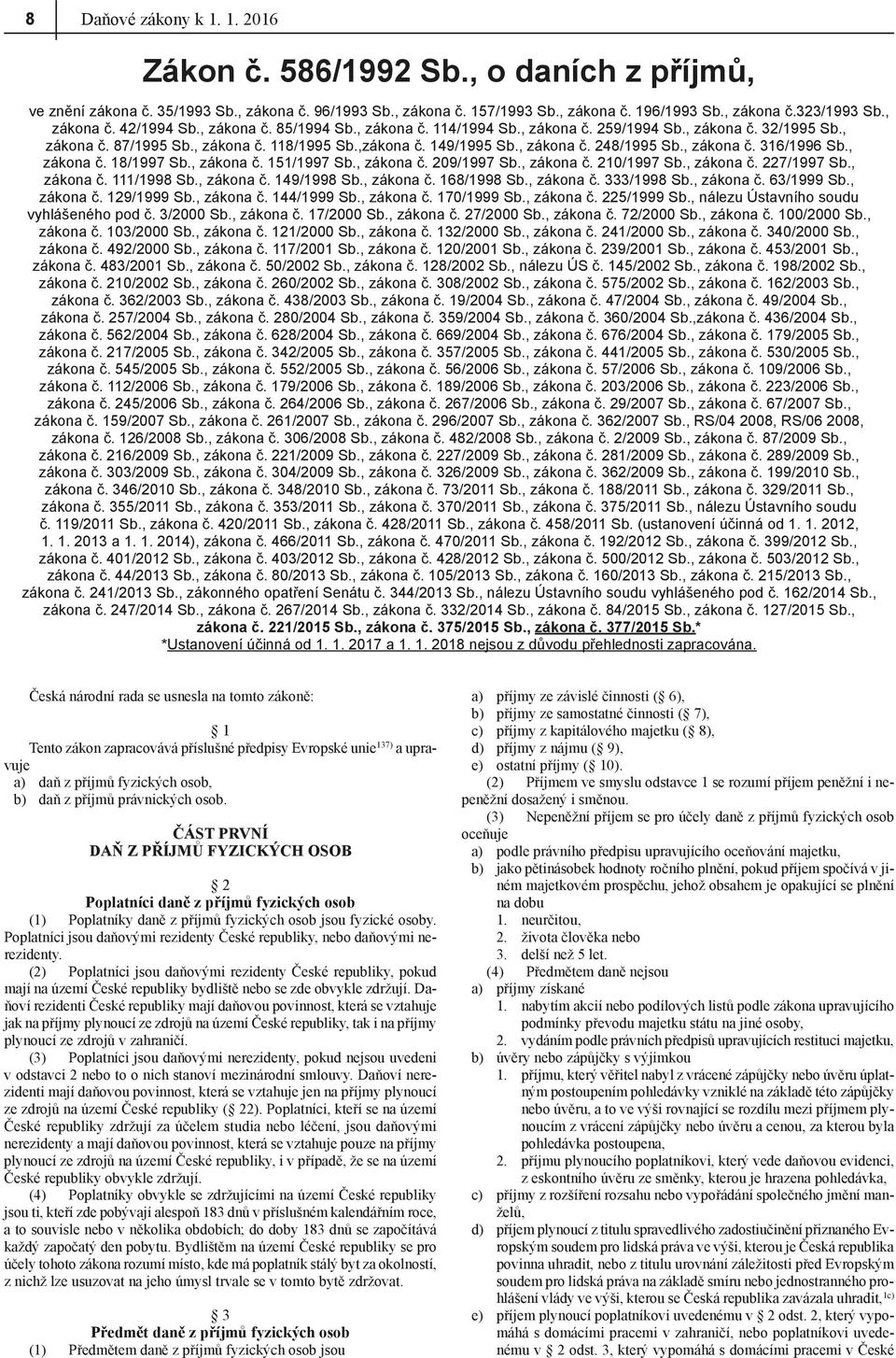 , zákona č. 316/1996 Sb., zákona č. 18/1997 Sb., zákona č. 151/1997 Sb., zákona č. 209/1997 Sb., zákona č. 210/1997 Sb., zákona č. 227/1997 Sb., zákona č. 111/1998 Sb., zákona č. 149/1998 Sb.
