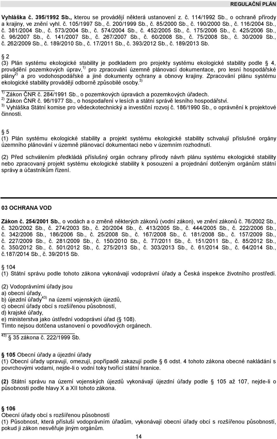 , č. 262/2009 Sb., č. 189/2010 Sb., č. 17/2011 Sb., č. 393/2012 Sb., č. 189/2013 Sb.