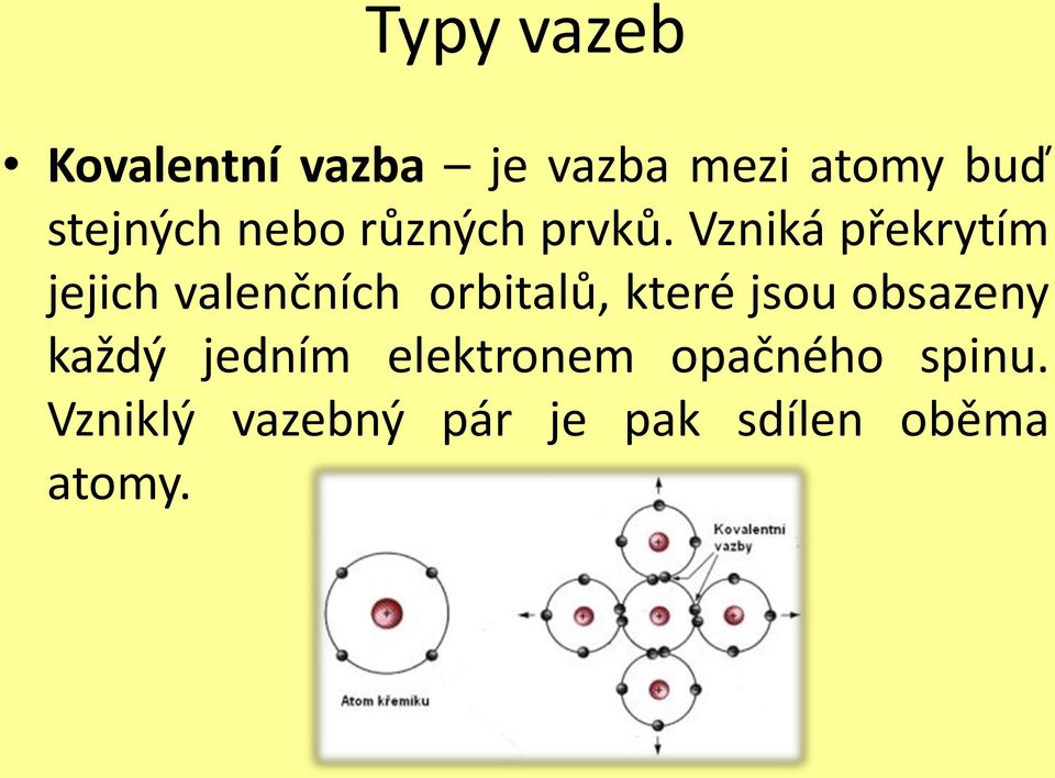 Vzniká překrytím jejich valenčních orbitalů, které jsou